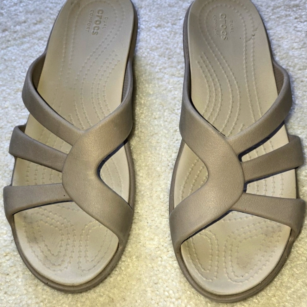 CROCS Tan Sandals with Ergonomic Footbed and Waterproof Design